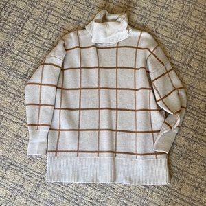 Madewell Cream and Tan Turtleneck Sweater